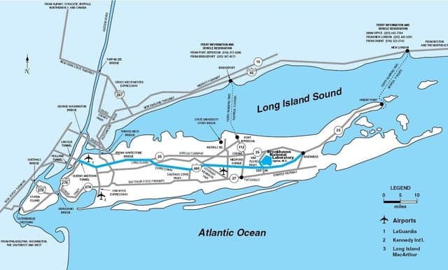 Mapa de los aeropuertos de Long Island