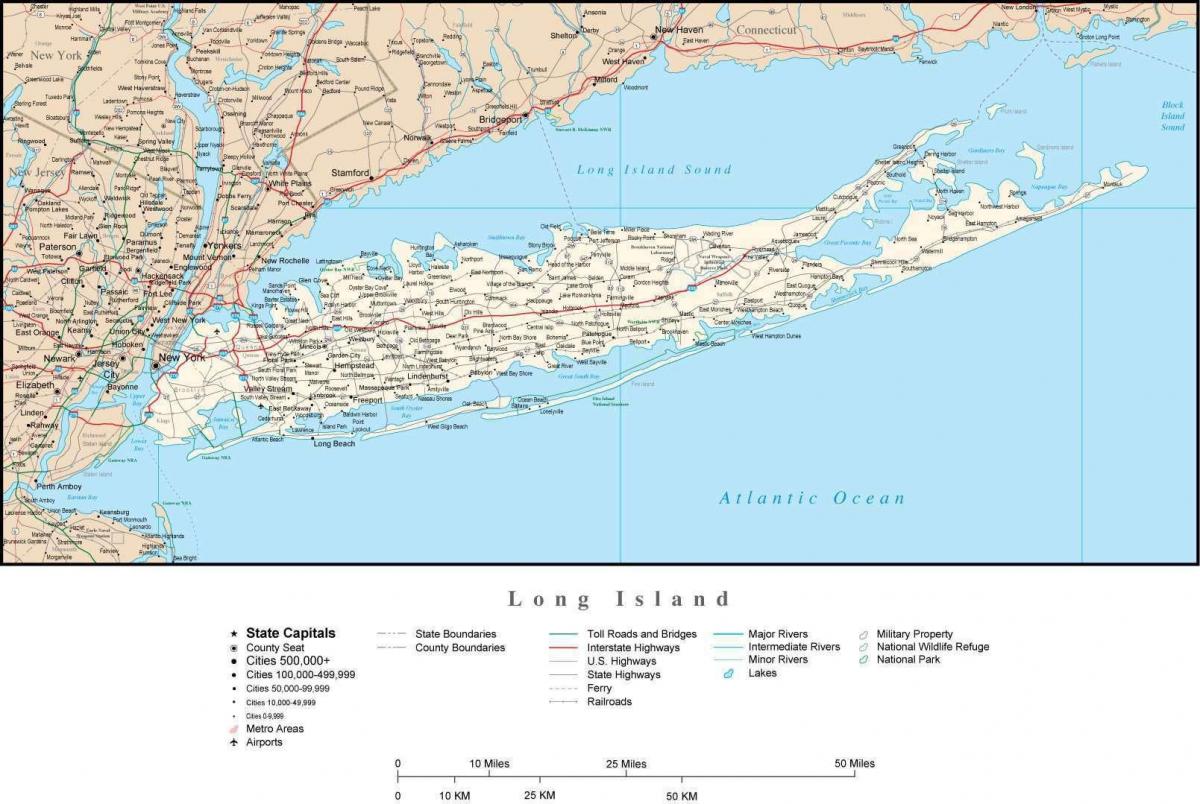 Mapa de carreteras de Long Island