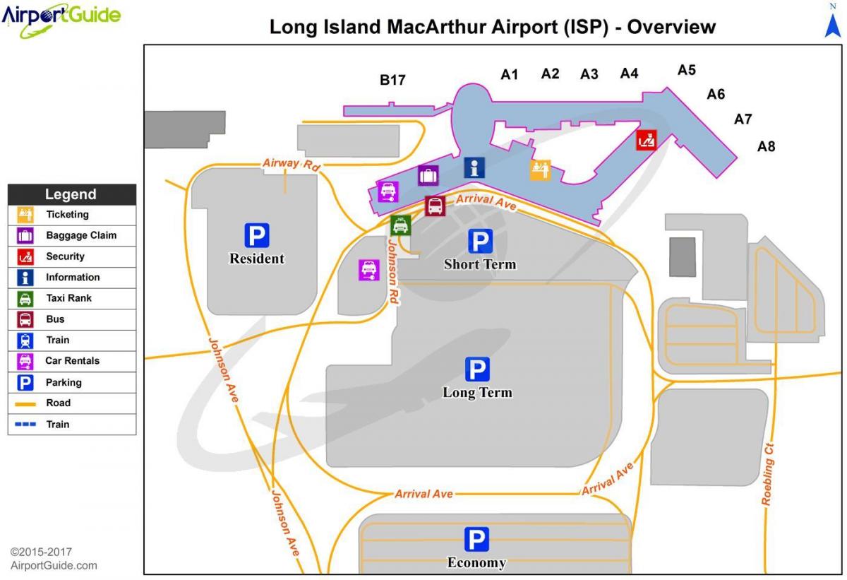 Mapa de la terminal del aeropuerto de Long Island