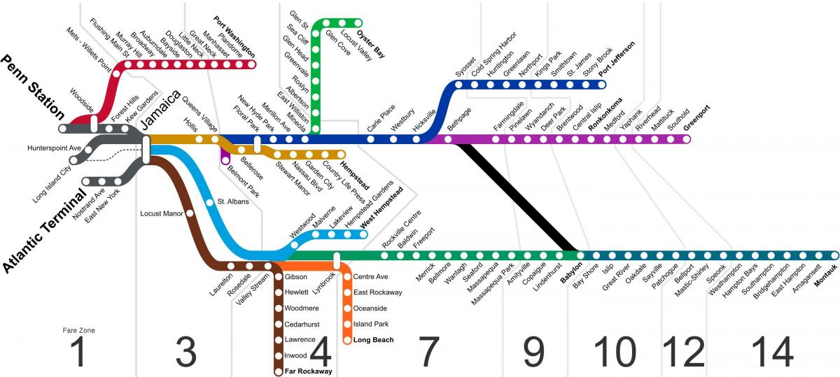 Mapa de la estación de metro de Long Island