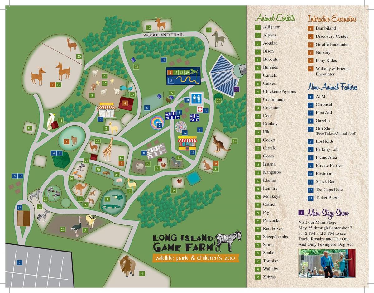 Mapa del parque zoológico de Long Island