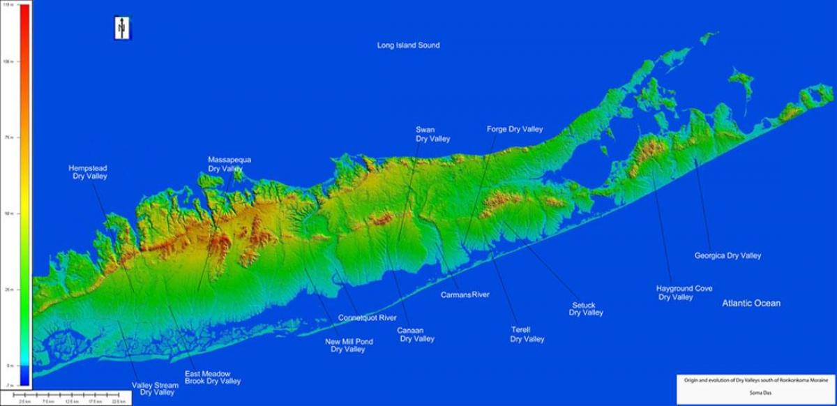 Mapa de elevación de Long Island